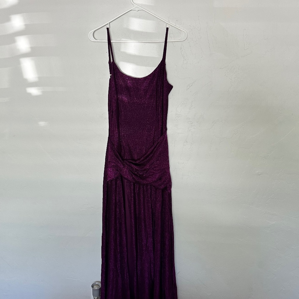 Meshki - Celene Shimmer Corset Maxi Dress With Twist - Grape